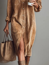 Elowen - Loose Corduroy Midi Dress