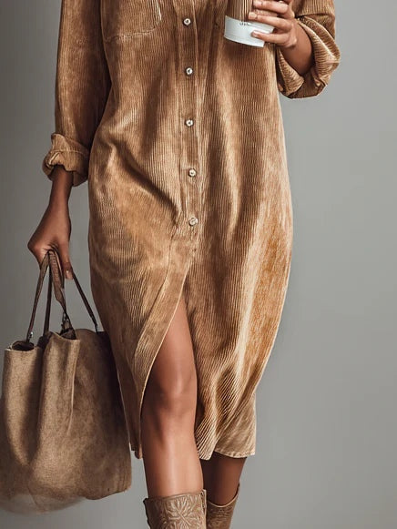 Elowen - Loose Corduroy Midi Dress