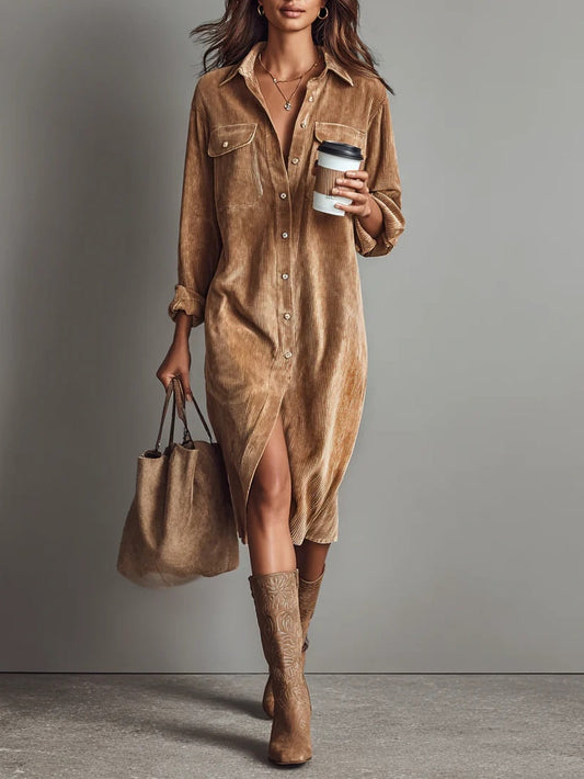 Elowen - Loose Corduroy Midi Dress