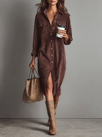 Elowen - Loose Corduroy Midi Dress