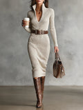 Diana - Knitted Midi Dress with Belt