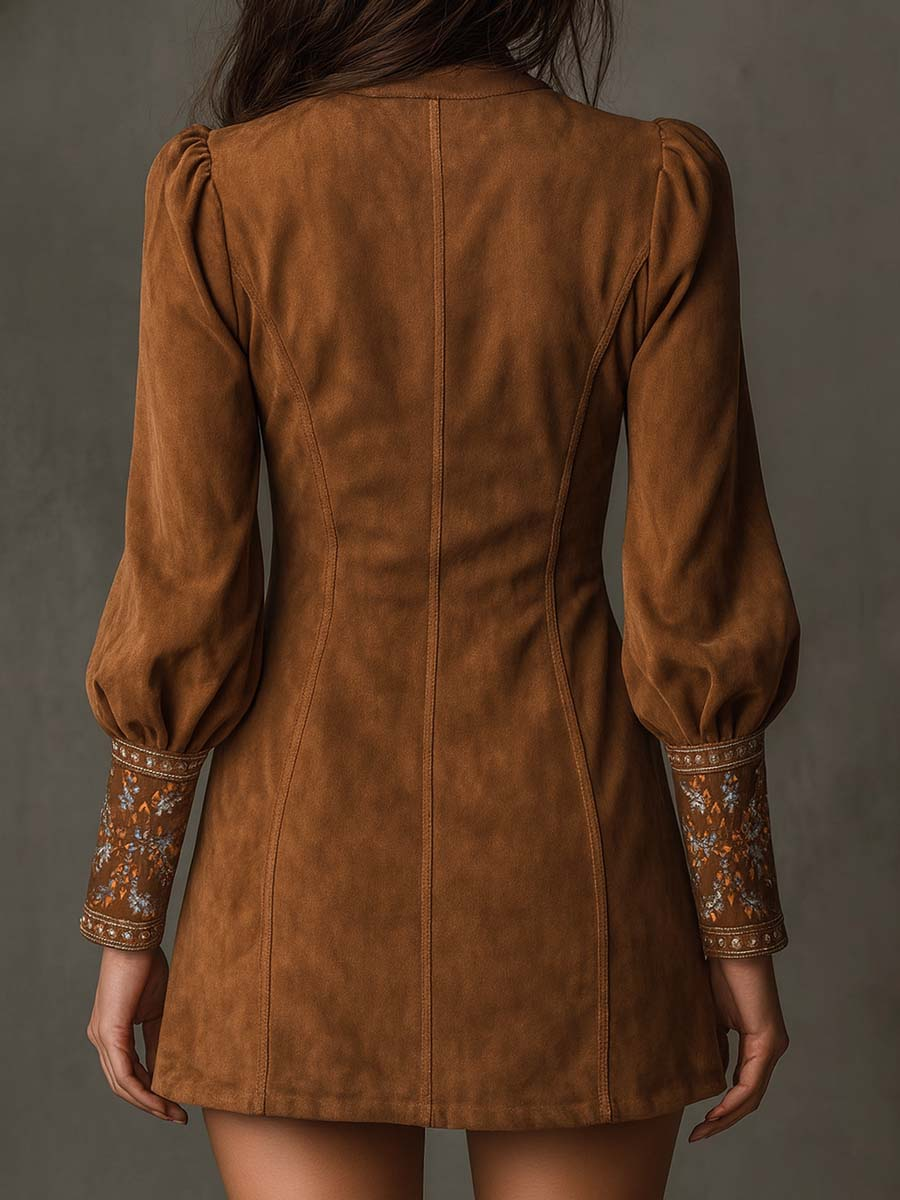 Emily – Short Suede-Effect Dress