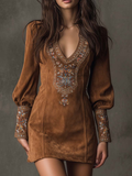 Emily – Short Suede-Effect Dress