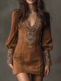 Emily – Short Suede-Effect Dress