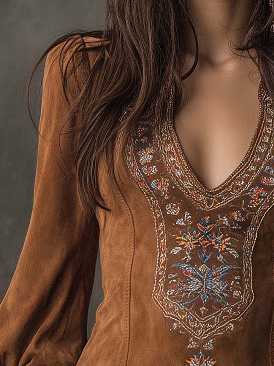 Emily – Short Suede-Effect Dress