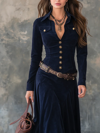 Guinevere – Longue Suede Dress with Slit