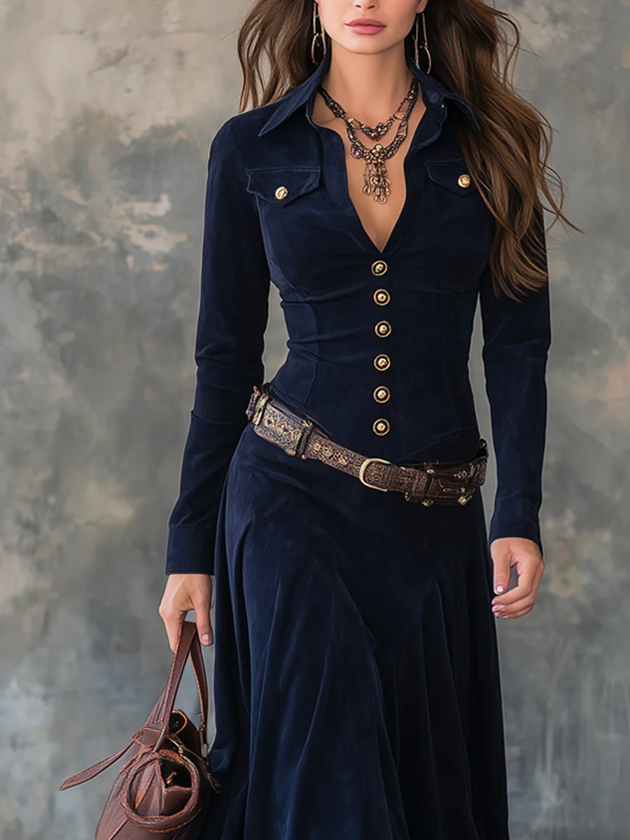 Guinevere – Longue Suede Dress with Slit