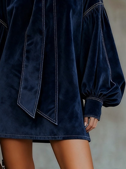 Gillian - Velvet Mini Dress with Bow