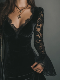 Eliza – Velvet and Lace Mini Dress