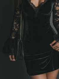 Eliza – Velvet and Lace Mini Dress