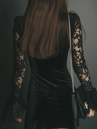 Eliza – Velvet and Lace Mini Dress