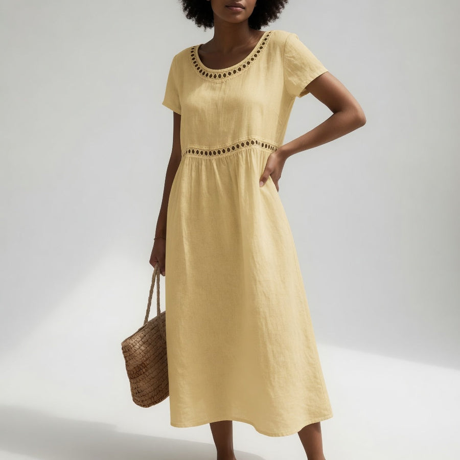 Heidi – Embroidered Linen Blend Dress