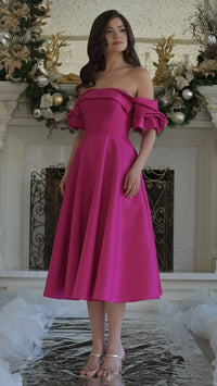 A Line Midi Length Formal Cocktail Dress Black