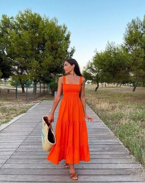 A Line Orange Fashion Prom Dress
