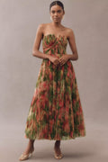 Hutch Corene Strapless Floral Tulle A-Line Midi Dress