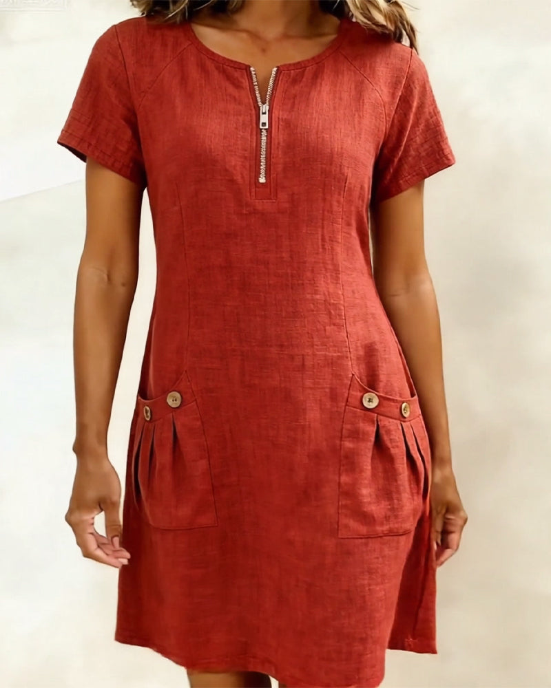 Hallie – Lightweight Linen Cotton A-Line Dress