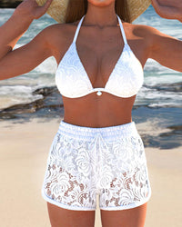 Parthenia - Elegant Plain Lace Bikini