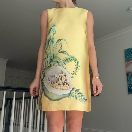 Alemais Dress Alemais Yellow Mini Dress With Green Botanical Print