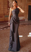 Burgundy Alyce Paris 27624 One Shoulder Draped Evening Gown