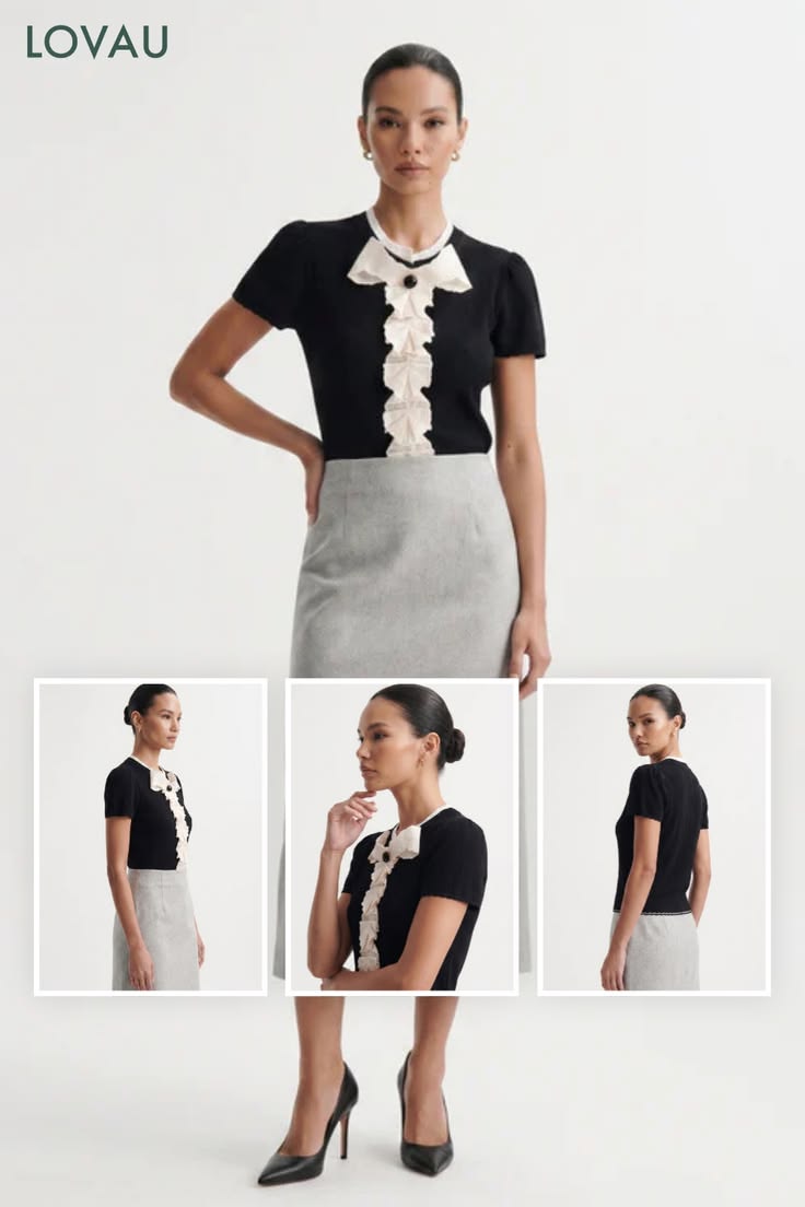 Women Dress: Elegant Black Embroidered Flower Top For Chic Style