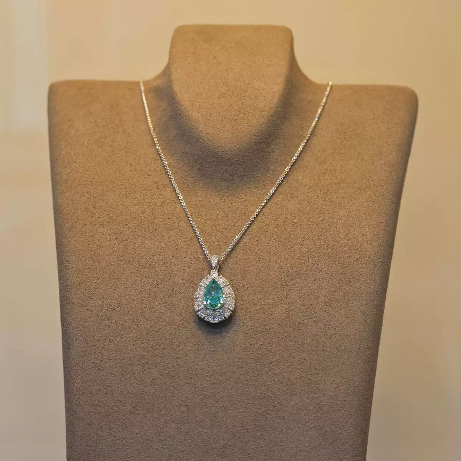 6.2ct Drop Shaped Paraiba-Inspired Necklace