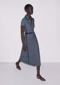 Me+Em Textured Midi Dress + Belt Navy Multi Tweed Jersey