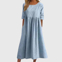Haisley | Elegant Short-Sleeved Dress Light Blue
