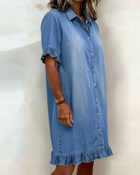 Georgie - Flattering Ruched Denim Dress