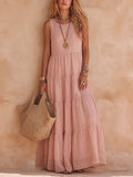 Saskya - Sleeveless Cotton and Linen Maxi Dress