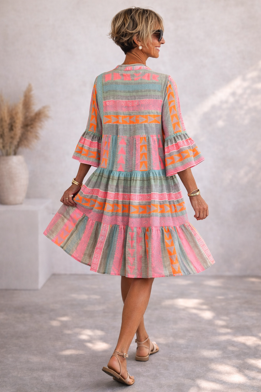 Elsie - Patterned Flowing Midi Dress