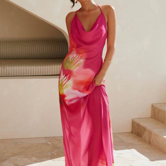 Peppermayo Dress Y2k Maxi Dress Pink Tropical Color: Pink Red Size: 0