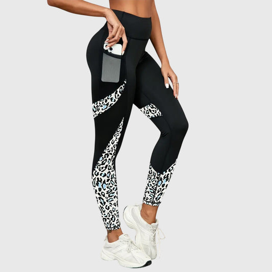 High-Waisted Leopard Print Training Pants White