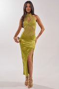 Akira Evangelina Satin Maxi Dress Size Large