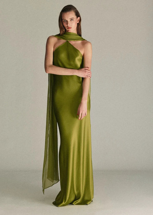 Satin Halter Neck Dress