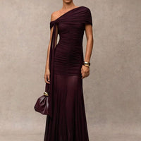 Red Violet Elegant Women's A Line Flowing Dress Color: Red Size:
