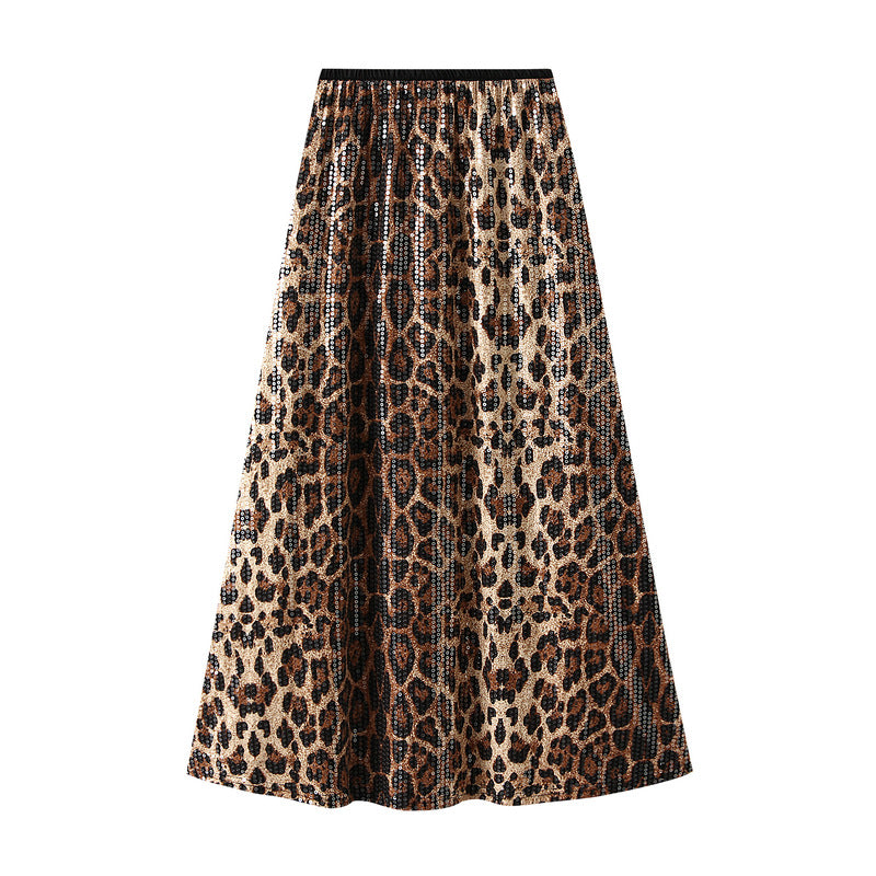 Ynaris Leopard Sequin Skirt