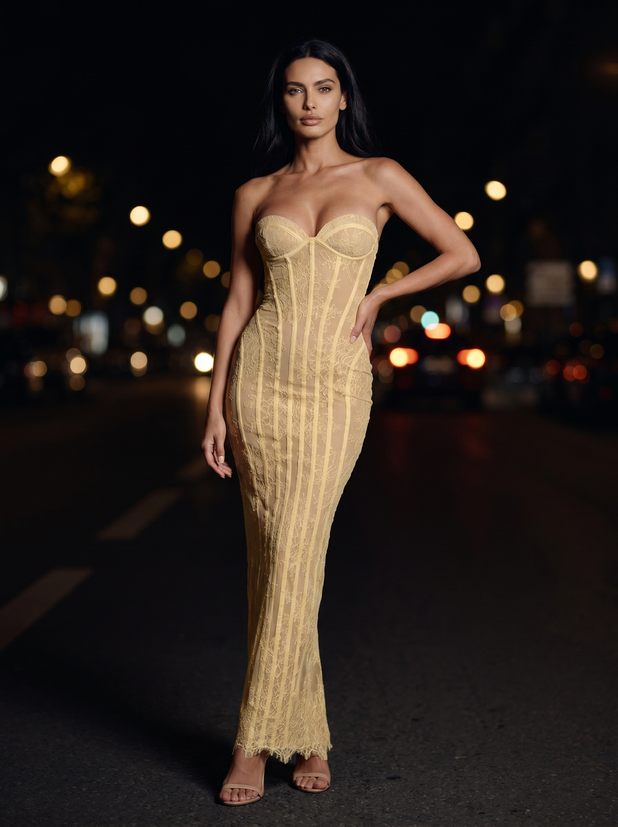 SAVANNAH MAXI DRESS Lemon front