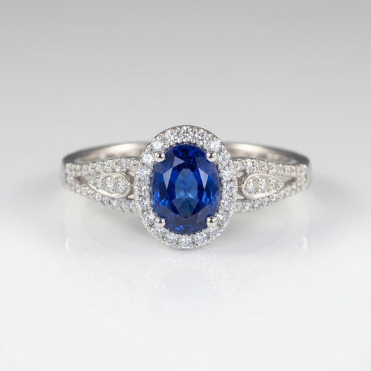 SAPPHIRE HALO VINTAGE RING