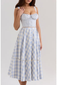 Chiarina Gingham Stretch Cotton Midi Sundress (Women)
