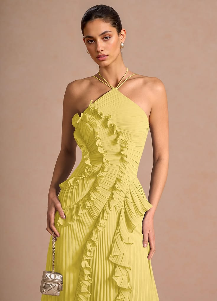 Hatsu Pastel Yellow Maxi Dress | Azazie