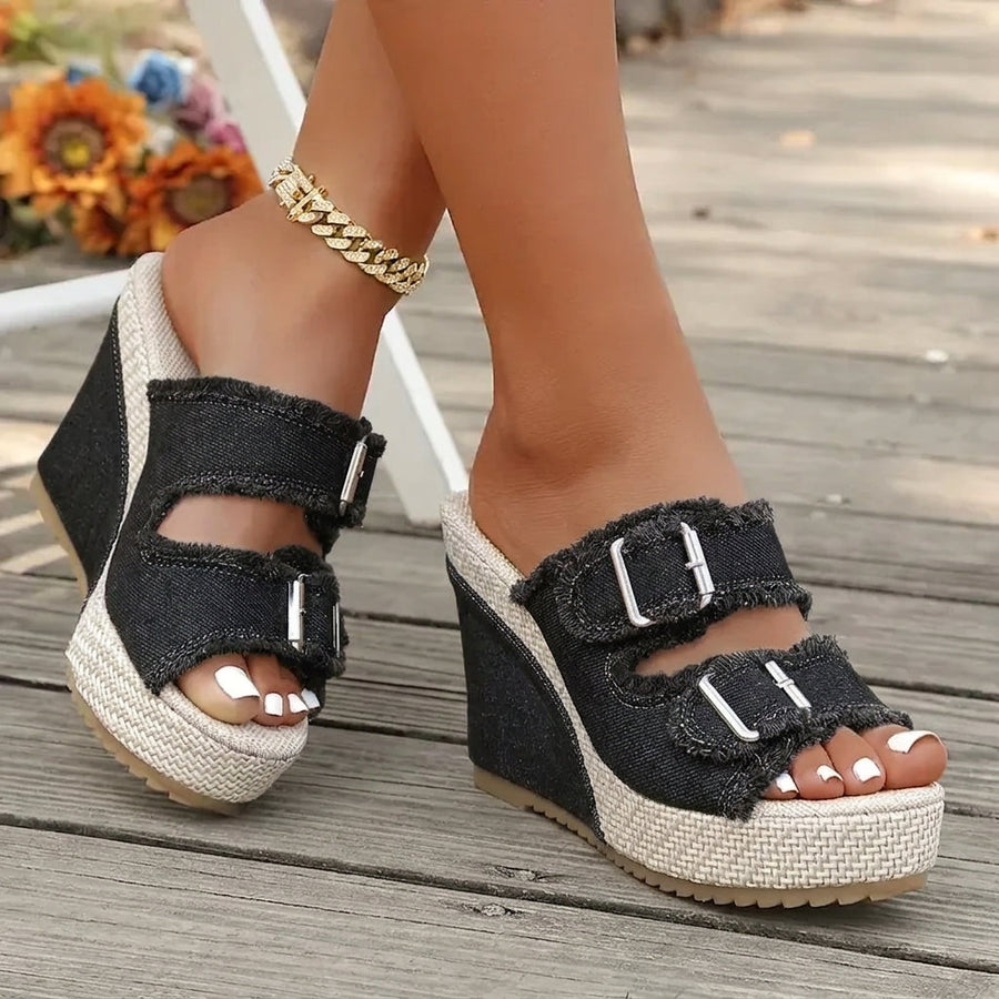 Amity - Fray Edge Wedge Sandals