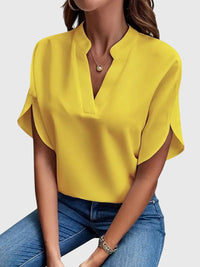 Beatrix | Soft And Elegant V-Neck Shirt Yellow