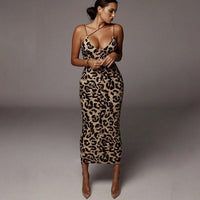 Leopard&Snake Print Strappy Bodycon Dress Blg1221