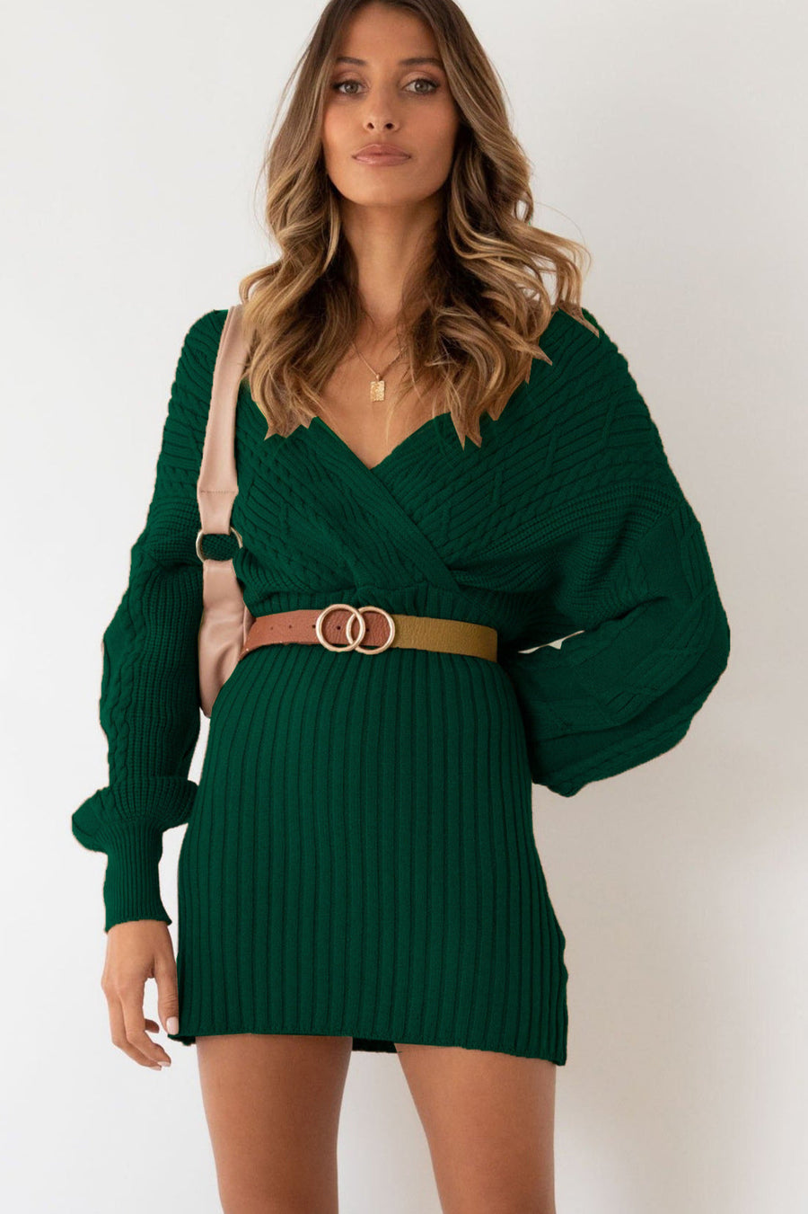 Ragnheidr Knitted Cross-Neck Mini Dress