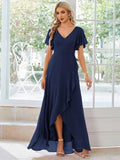 Ever Oree Charming Chiffon Bridesmaid Dress With Lotus Leaf Hemline