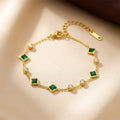 Gold Emerald Station Bracelet