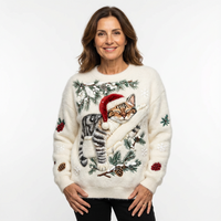 Niamh – Soft Festive Sweater with Cat Detail