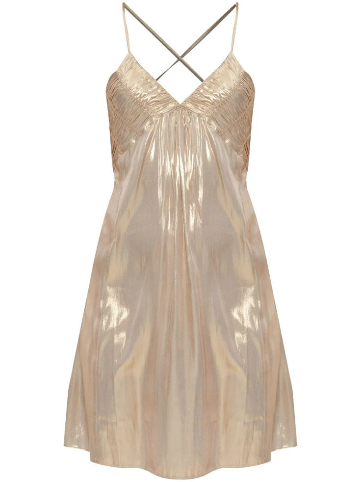 Metallic Effect Mini Dress Gold