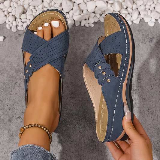 Katy - Orthopaedic Wedge Sandals – Blue