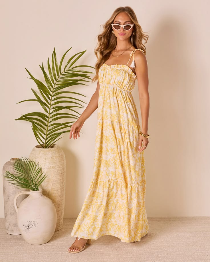 Scenic Views Tiered Floral Maxi Dress In Pink Floral Size Large,